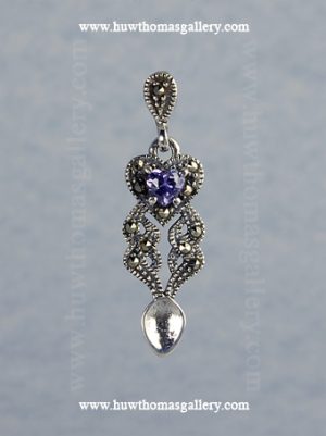 Marcasite Lovespoon Pendant – Amethyst