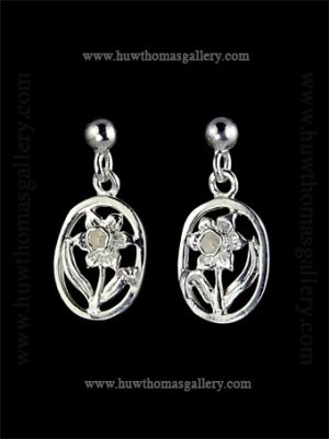 Silver Daffodil Earrings