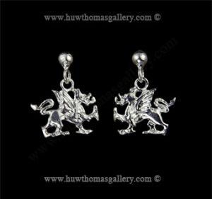 Silver Welsh Dragon Earrings