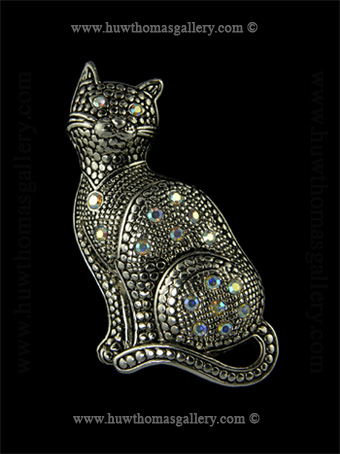 Cat Costume Brooch Set With Aurora Diamante Stones