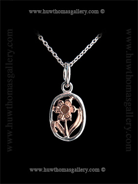 Silver & Rose Gold Daffodil Pendant