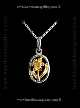 Silver & Gold Daffodil Pendant