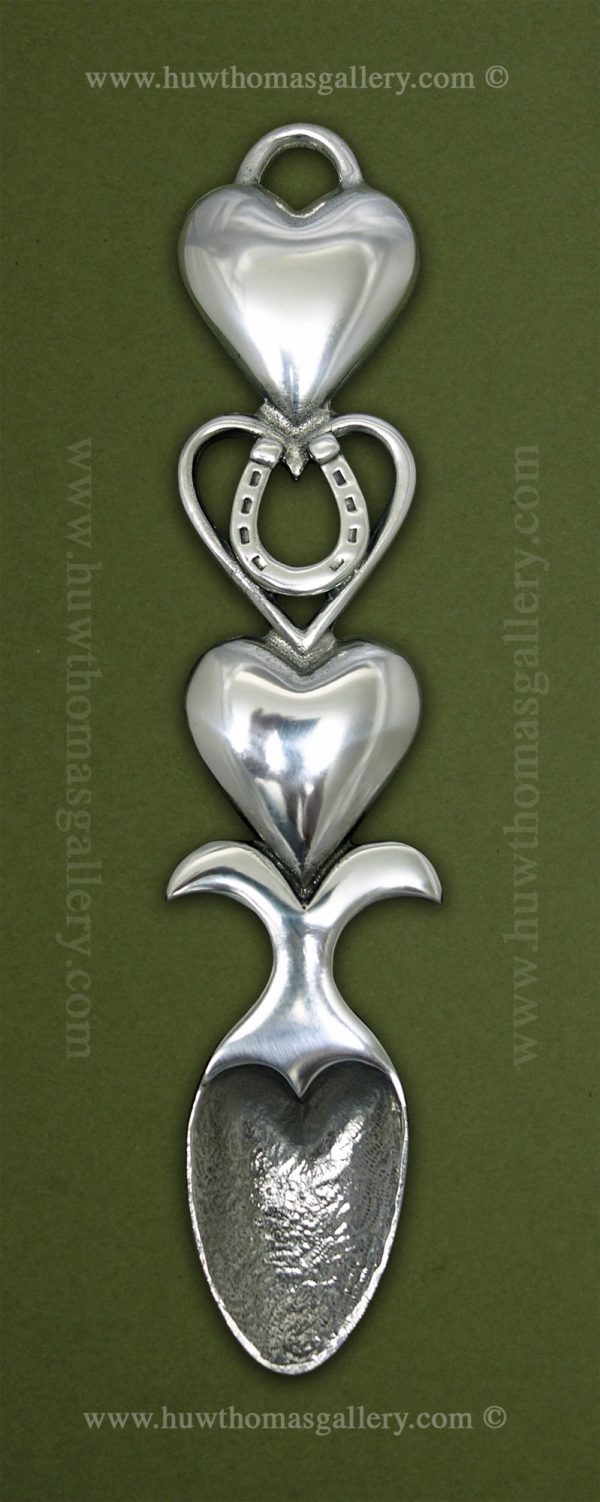 Pewter Lovespoon – 3 Hearts – Horseshoe ( M 9 Inch )