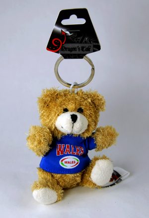 Welsh Teddy Bear Keyring Blue Shirt