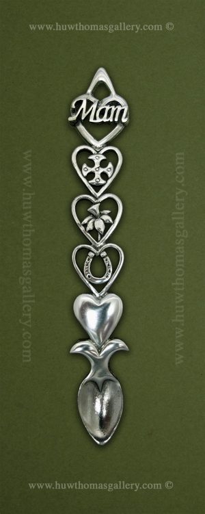 Pewter Lovespoon Mam, Cross Daff Horseshoe & Heart  ( S 6 Inch )