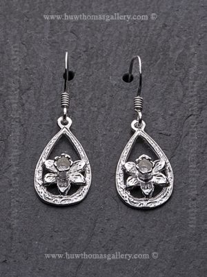 Silver Daffodil Head Earrings (loop)