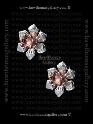 Silver & Rose Gold Daffodil Flower Head Stud Earrings