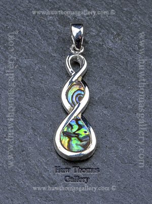 Silver & Paua Shell Pendant (twisted)