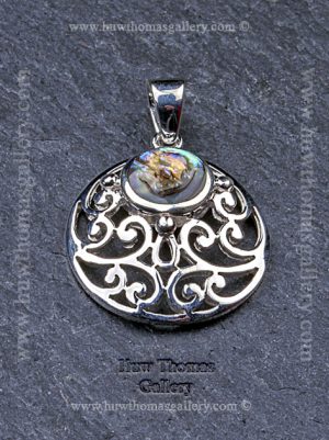 Silver & Paua Shell Pendant (round)